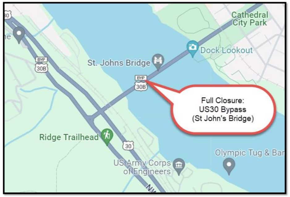 St. Johns Bridge to Close for Nightly Inspection Work: 5 Nights from Feb. 5